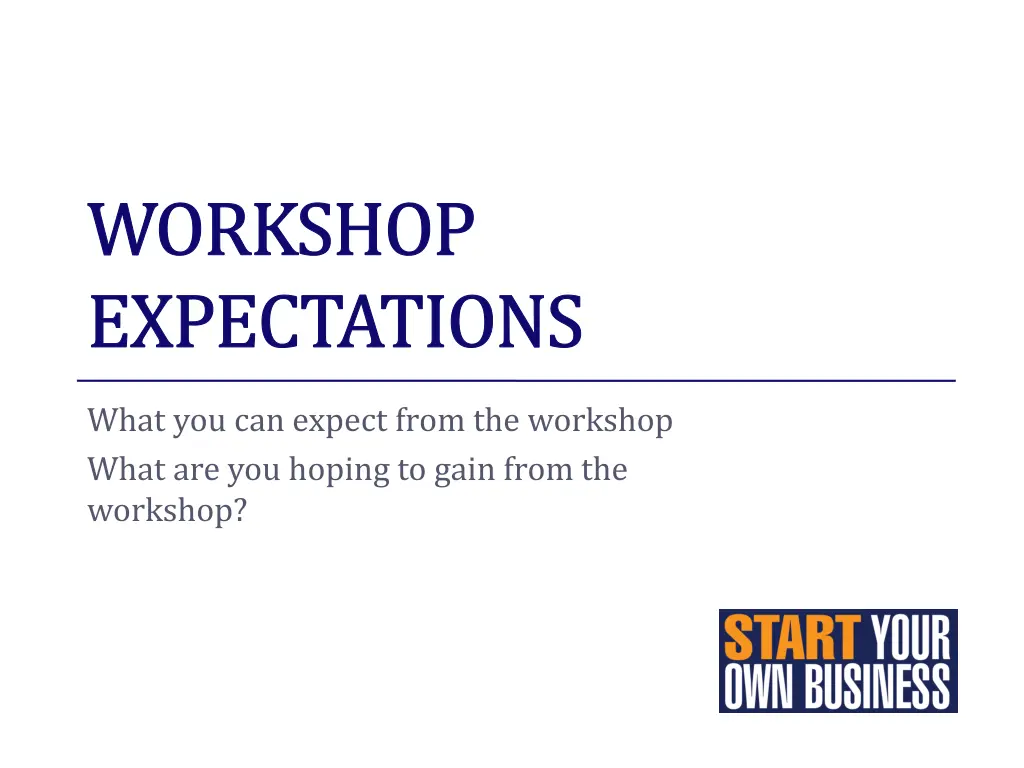 workshop expectations