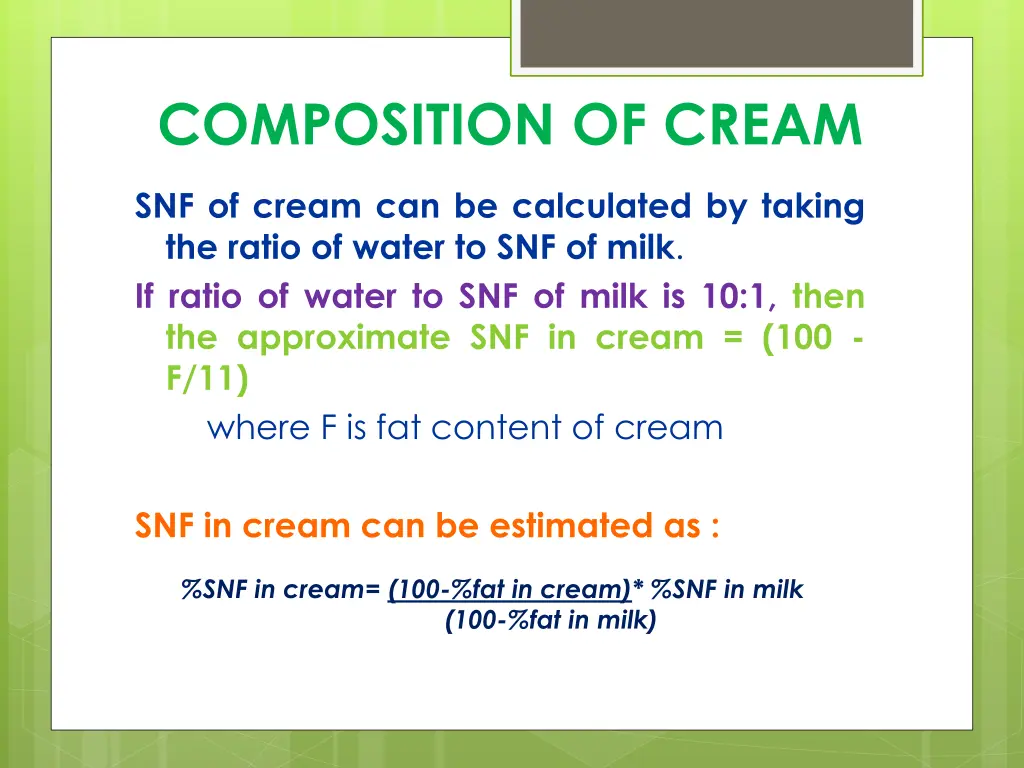 composition of cream