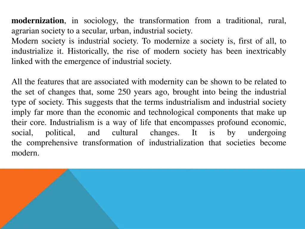 modernization in sociology the transformation