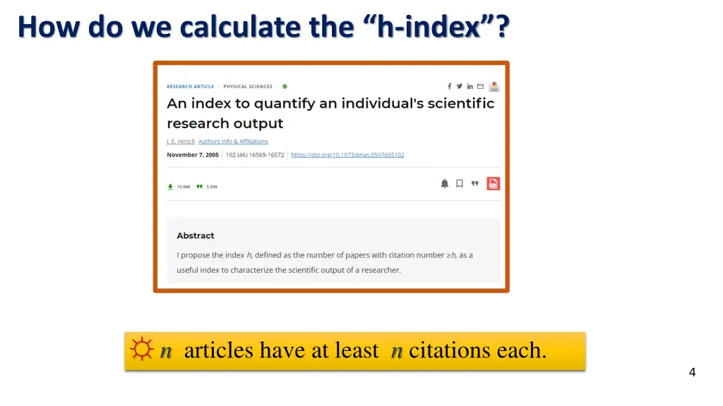 how do we calculate the h index