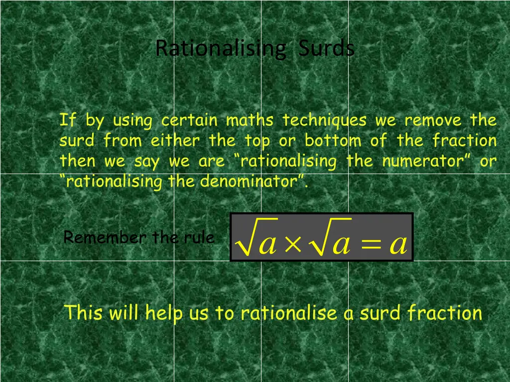 rationalising surds 1