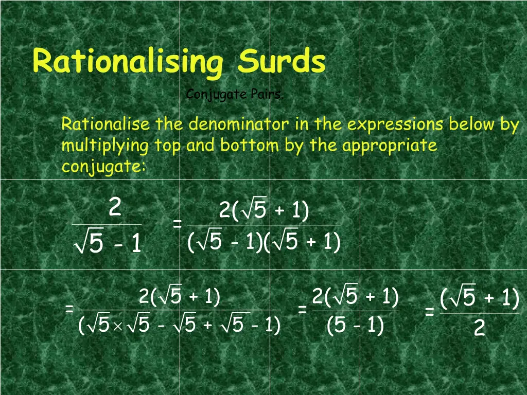 rationalising surds 6