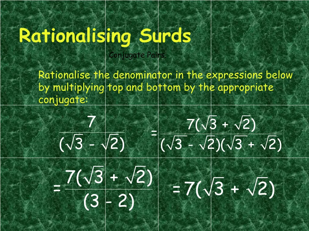 rationalising surds 7