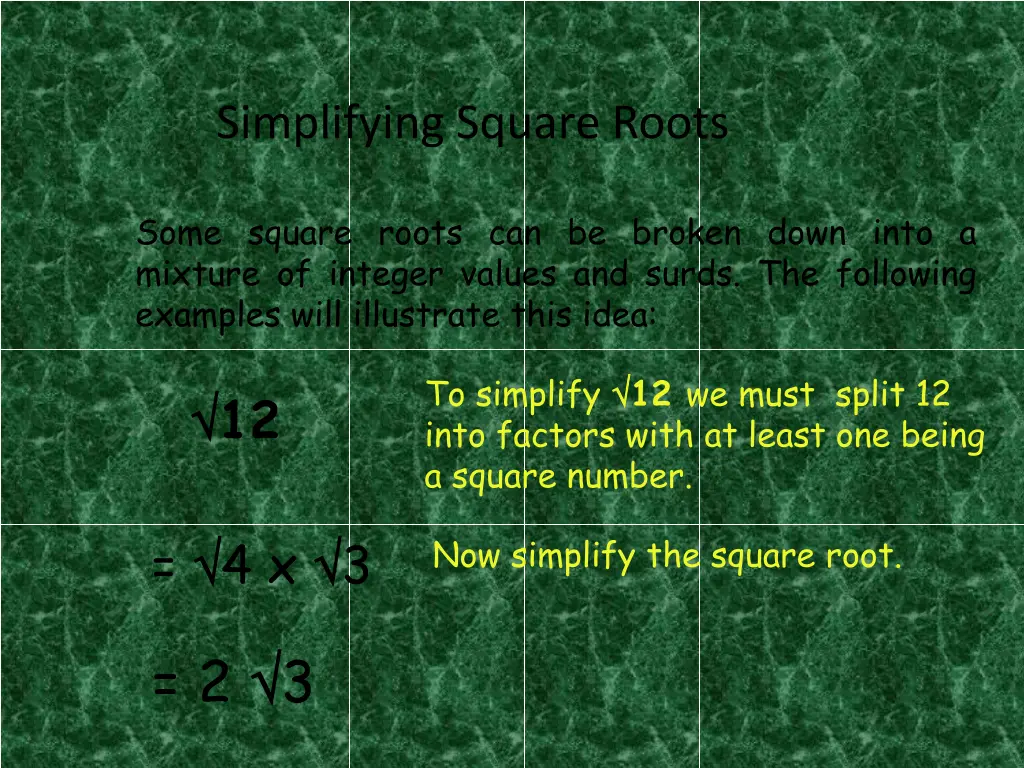 simplifying square roots