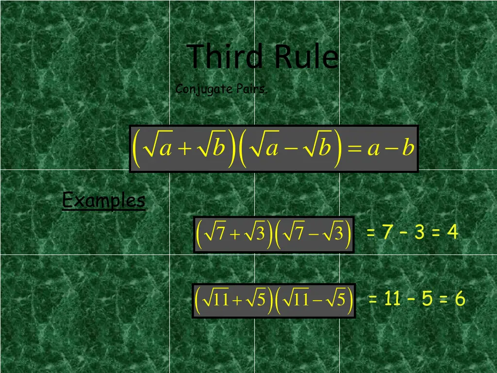 third rule conjugate pairs