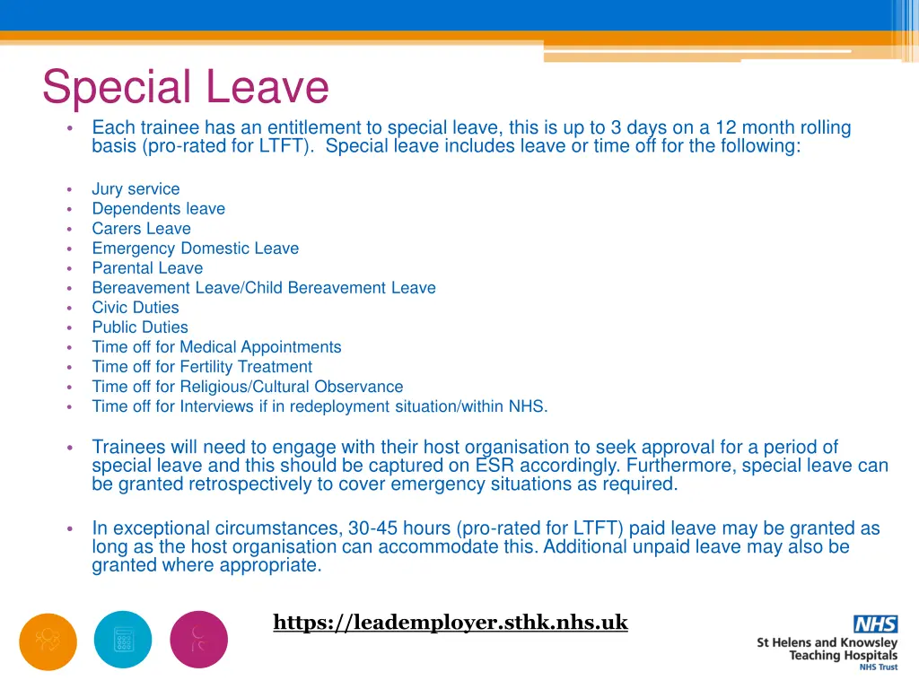 special leave each trainee has an entitlement