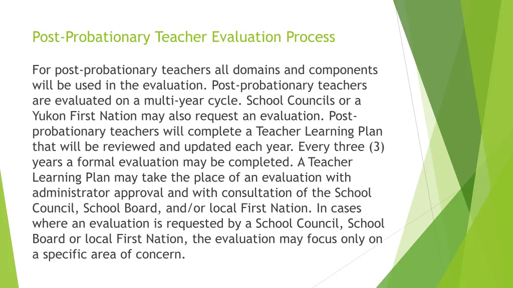 post probationary teacher evaluation process