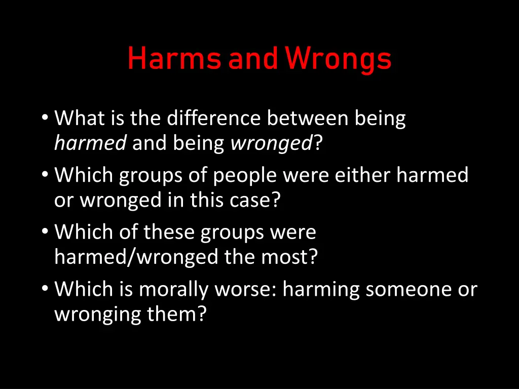 harms and wrongs