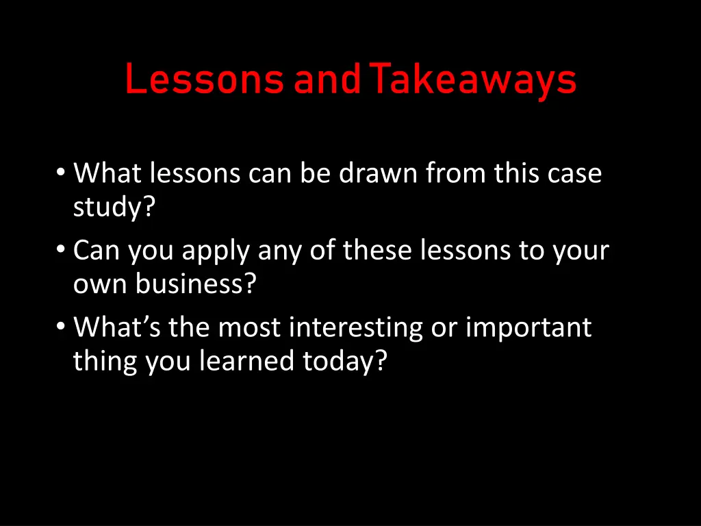 lessons and takeaways