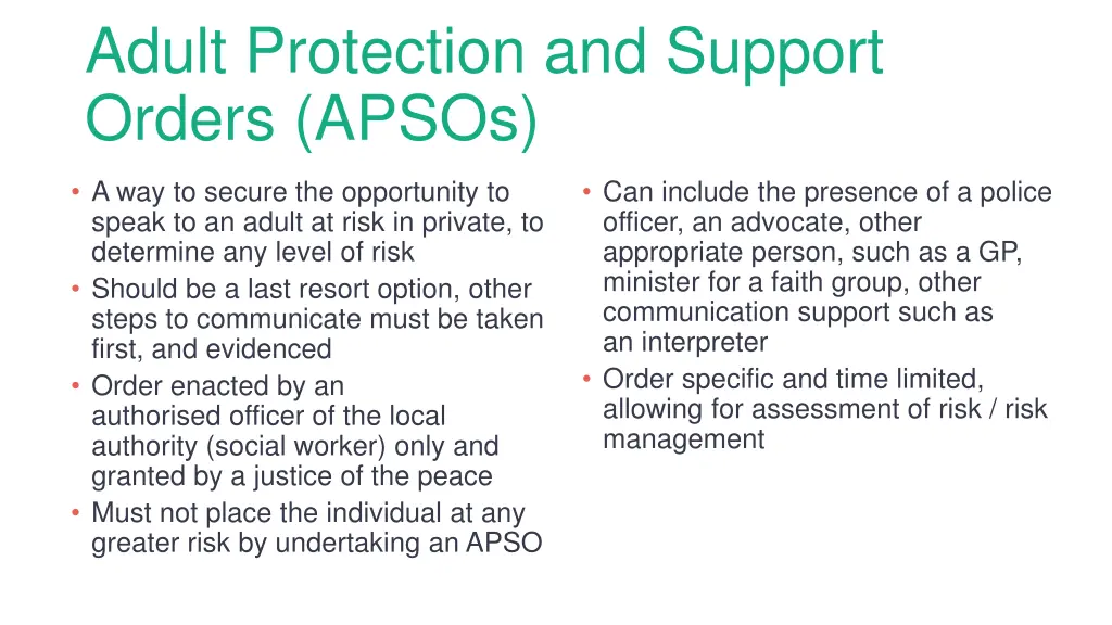 adult protection and support orders apsos