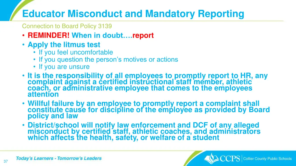 educator misconduct and mandatory reporting