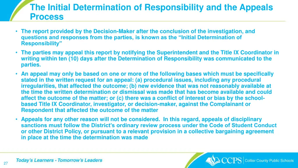 the initial determination of responsibility