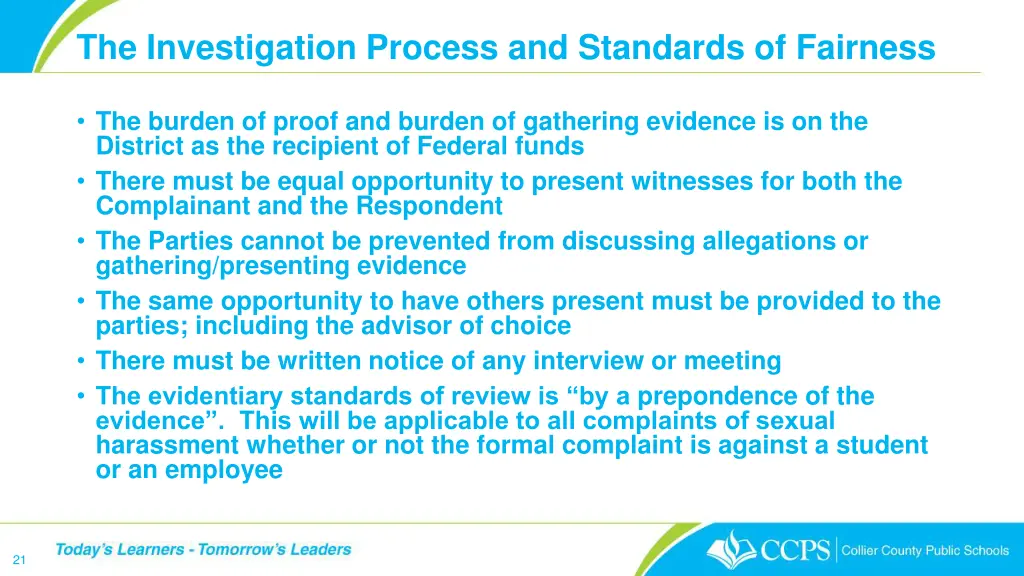 the investigation process and standards