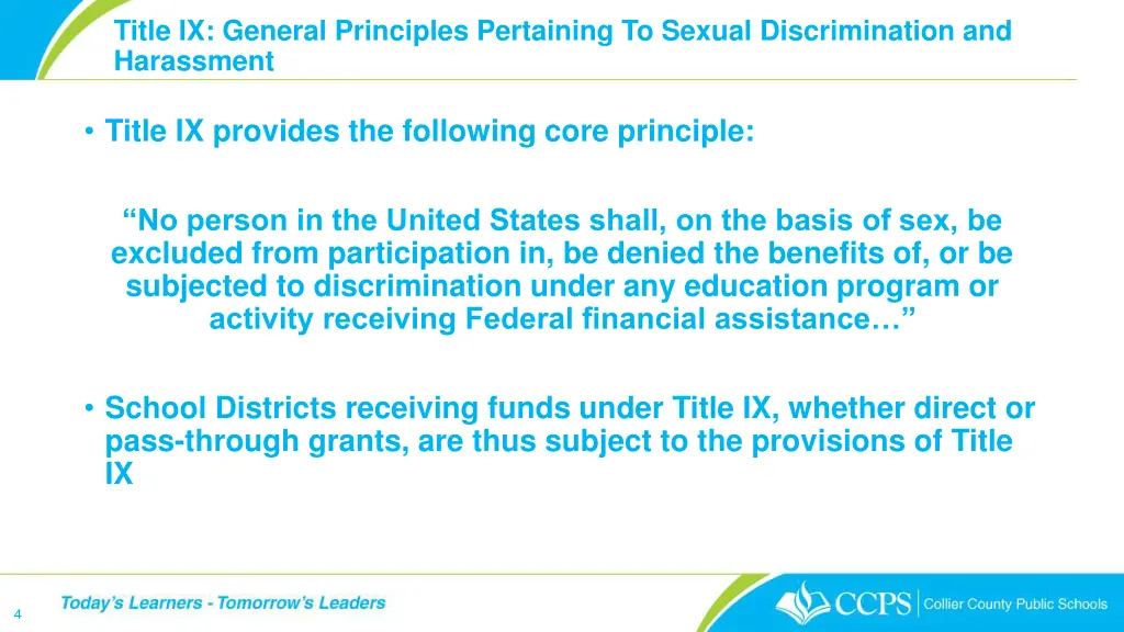 title ix general principles pertaining to sexual