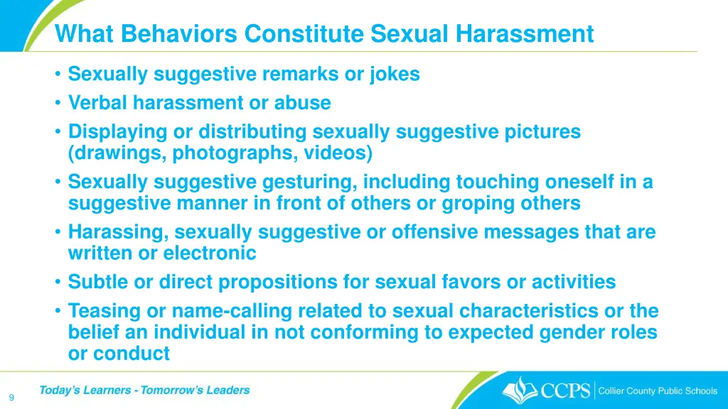 what behaviors constitute sexual harassment