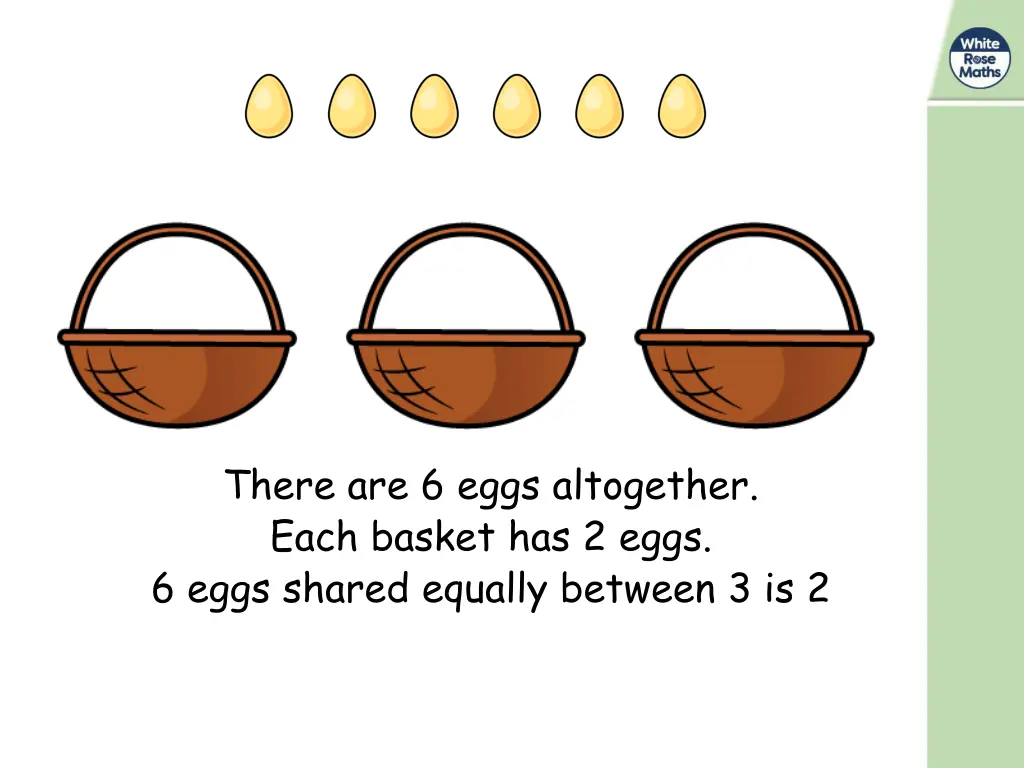 there are 6 eggs altogether each basket has 2 eggs