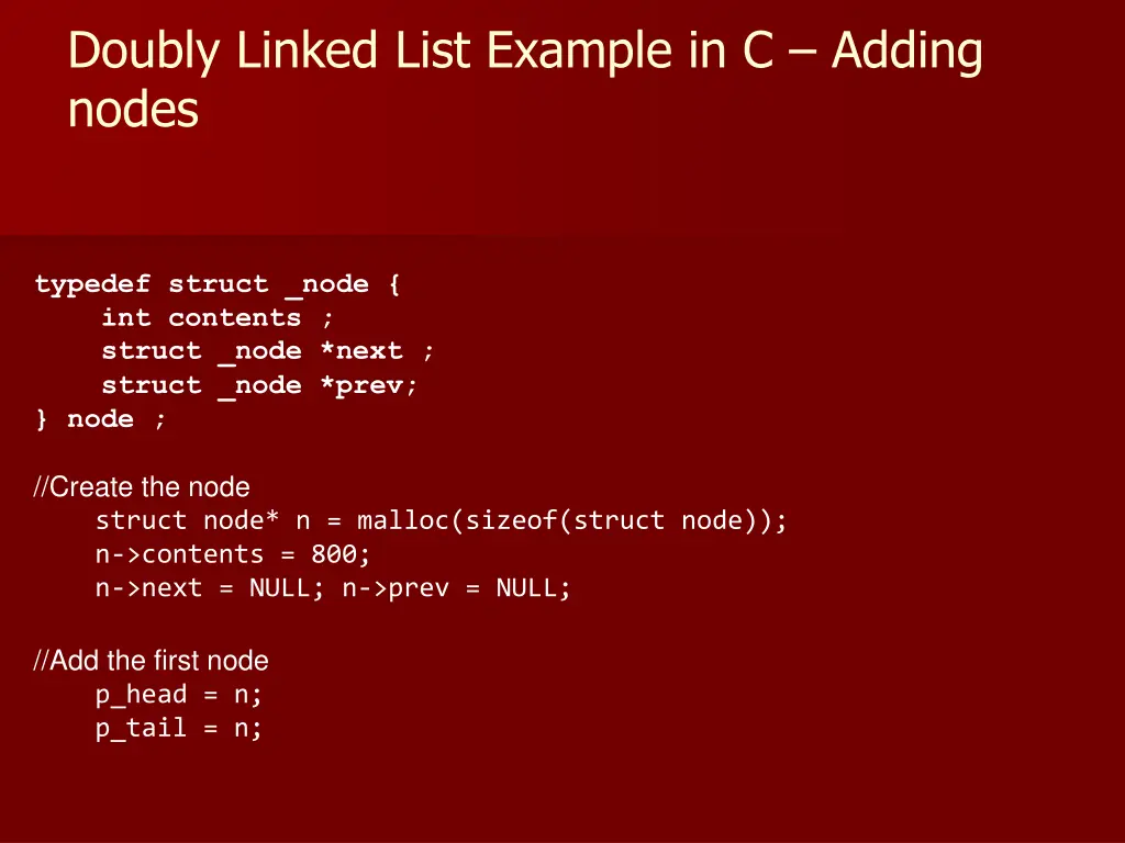 doubly linked list example in c adding nodes 1