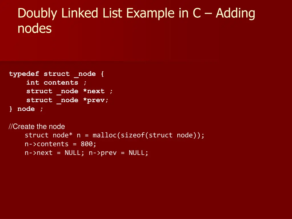 doubly linked list example in c adding nodes