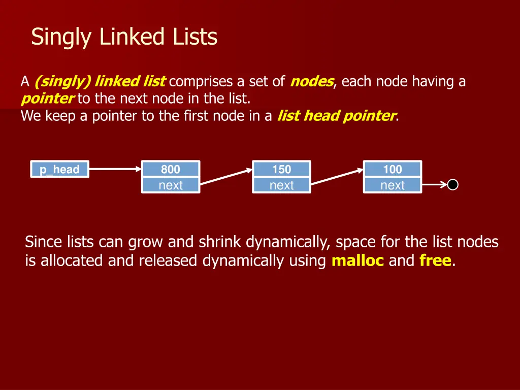 singly linked lists