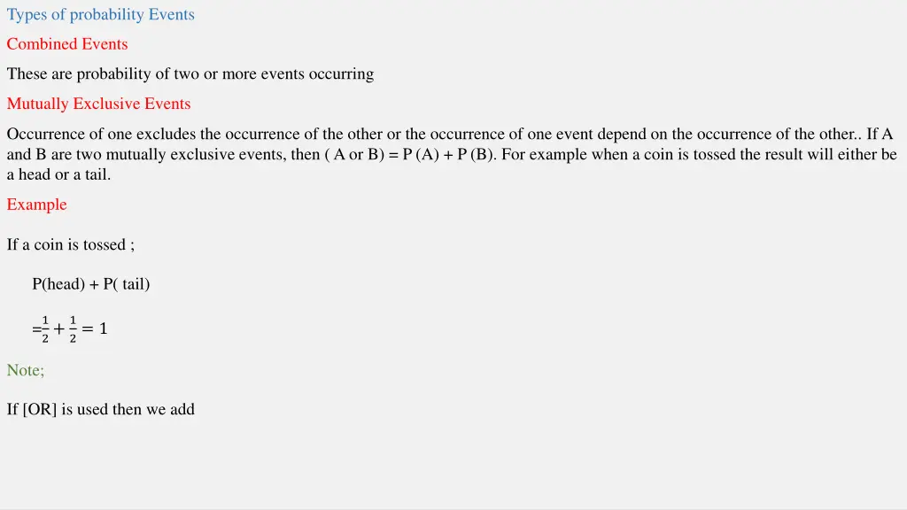 types of probability events