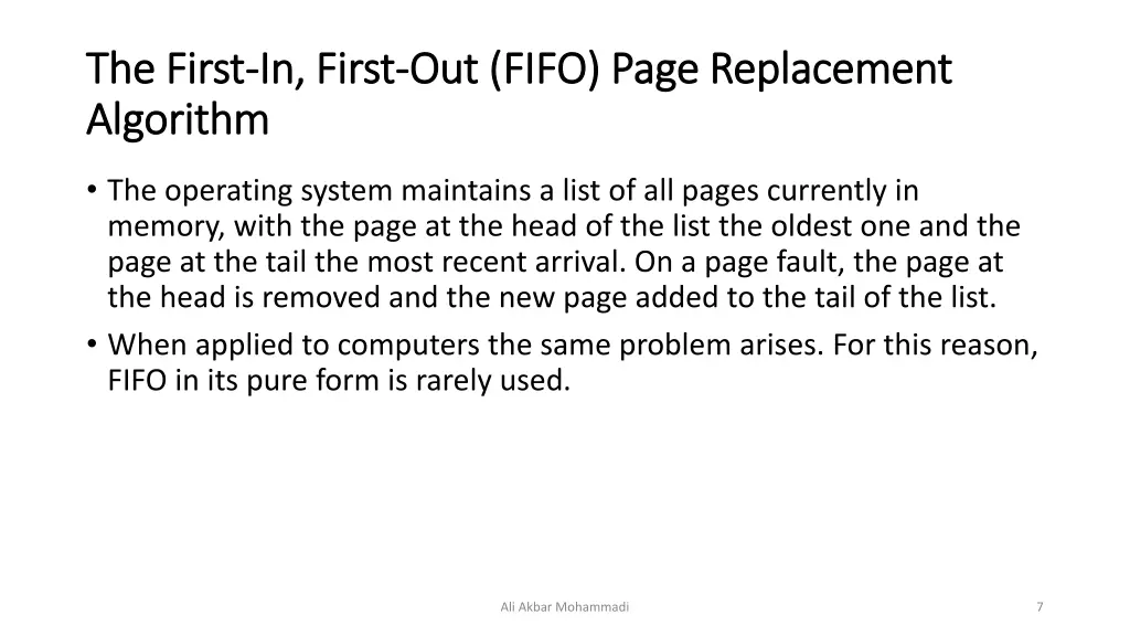 the first the first in first algorithm algorithm