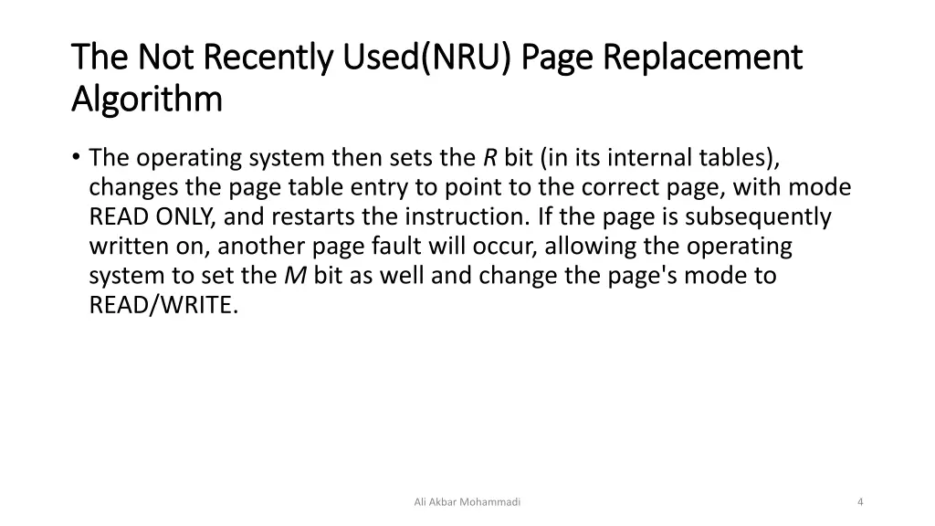 the not recently used nru page replacement 1