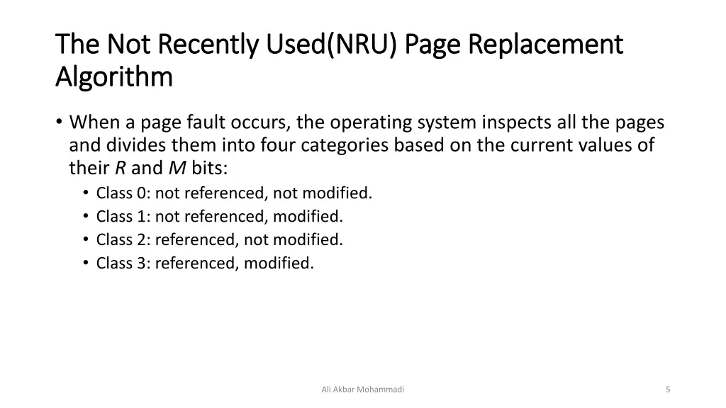 the not recently used nru page replacement 2