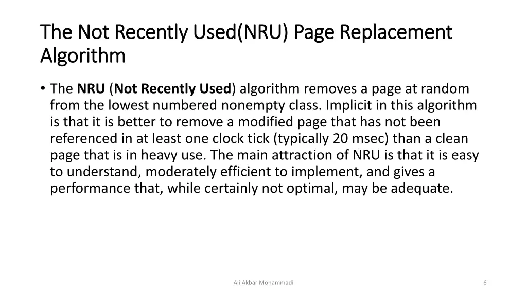 the not recently used nru page replacement 3