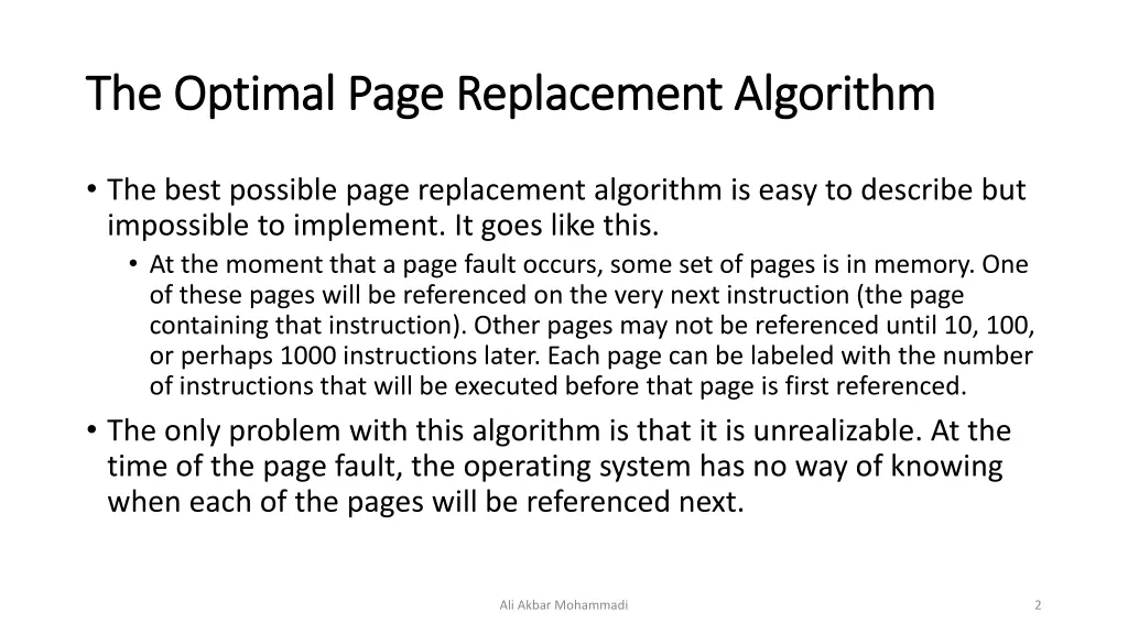 the optimal page replacement algorithm