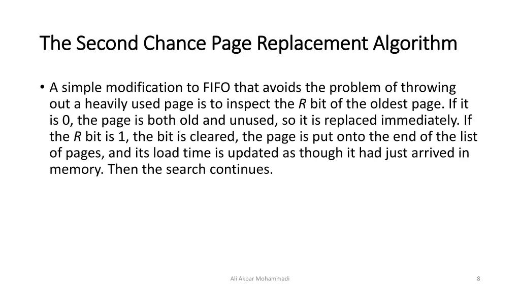 the second chance page replacement algorithm