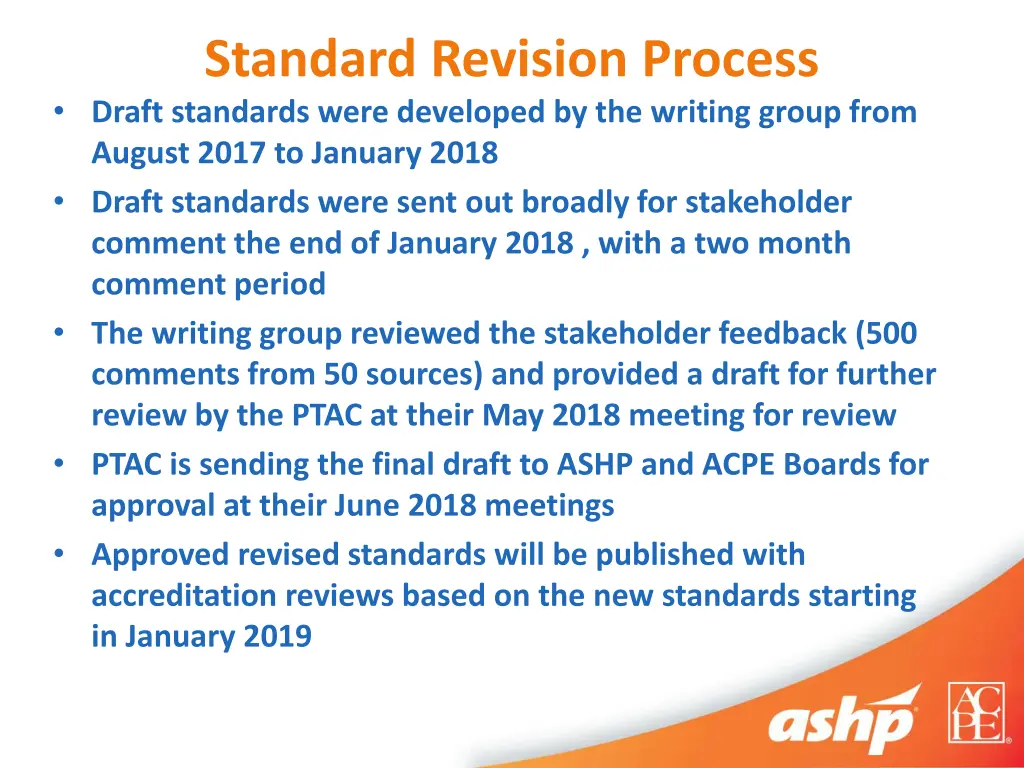 standard revision process draft standards were