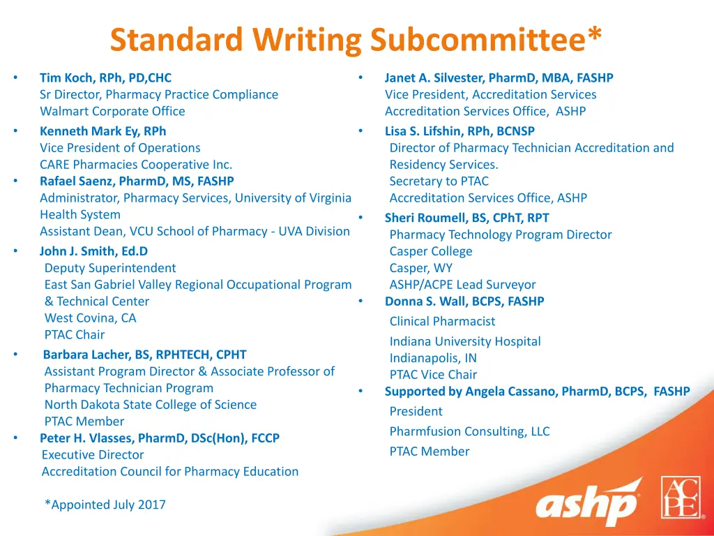 standard writing subcommittee