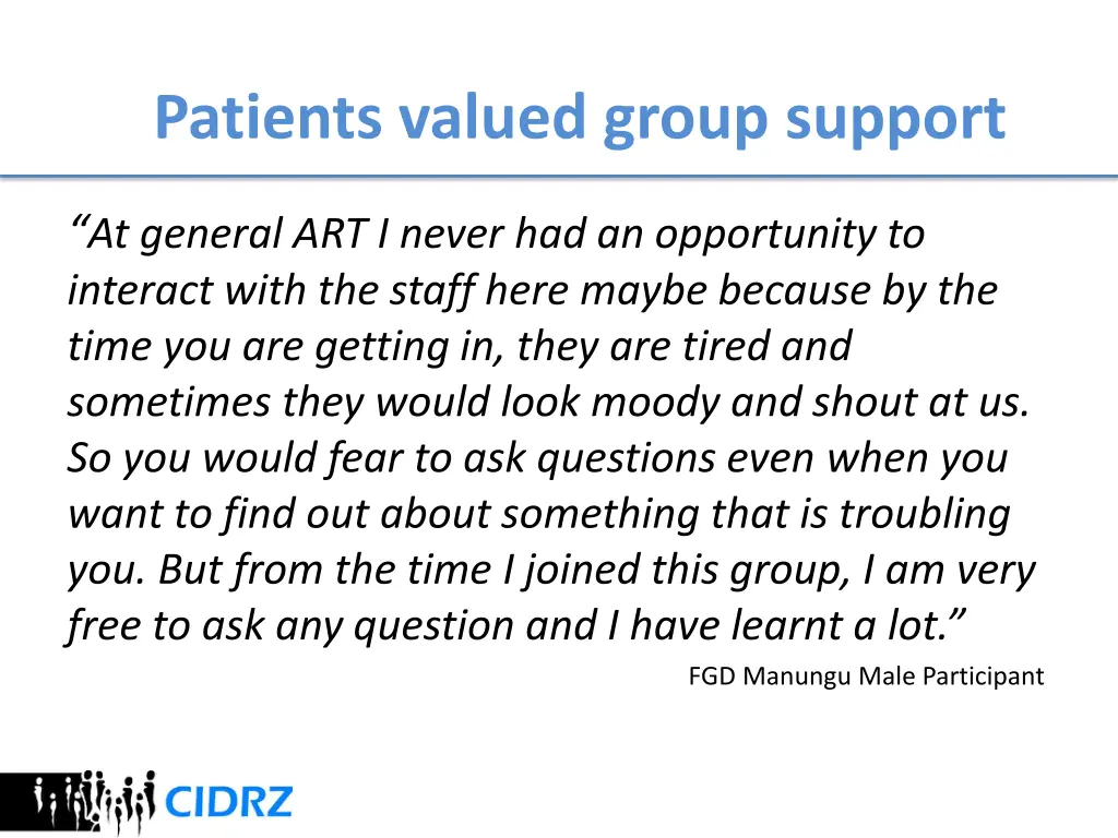 patients valued group support