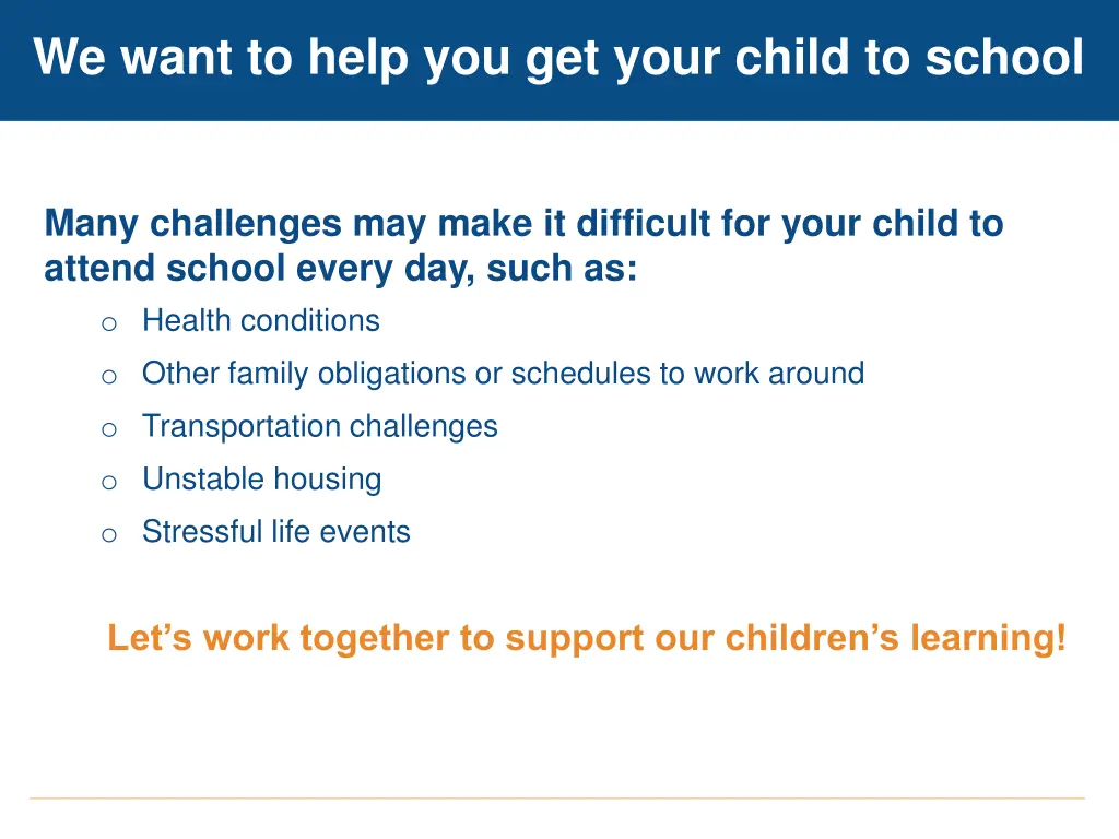 we want to help you get your child to school