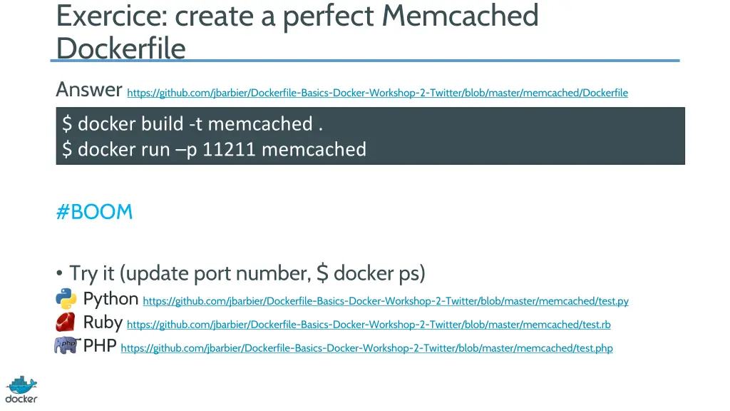 exercice create a perfect memcached dockerfile