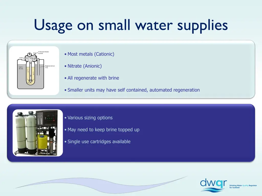 usage on small water supplies