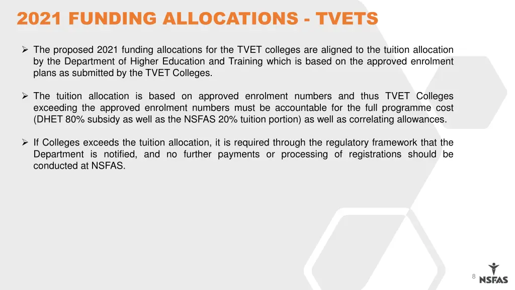 2021 funding allocations tvets