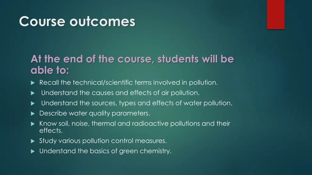 course outcomes