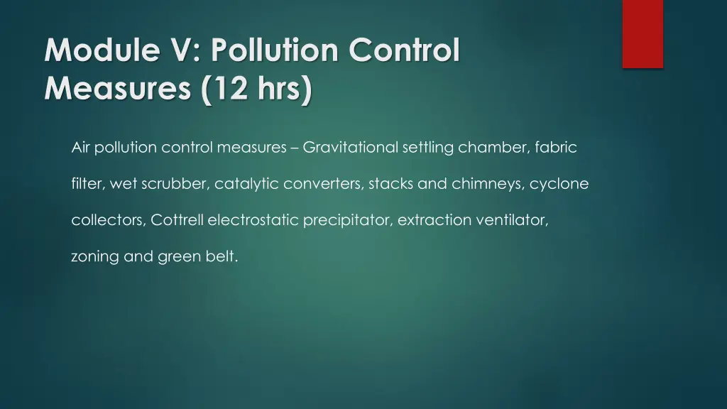 module v pollution control measures 12 hrs