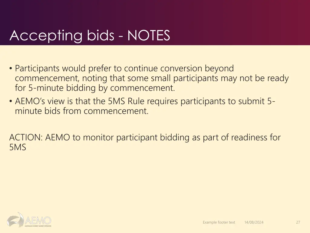 accepting bids notes