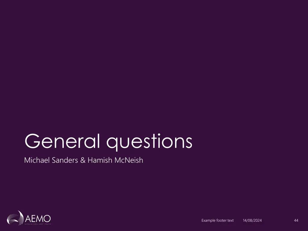 general questions michael sanders hamish mcneish