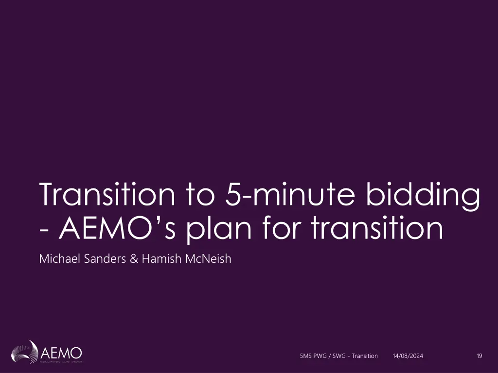 transition to 5 minute bidding aemo s plan