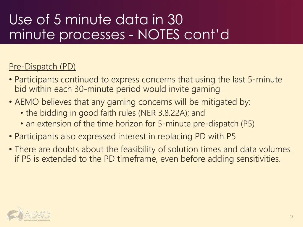 use of 5 minute data in 30 minute processes notes 1