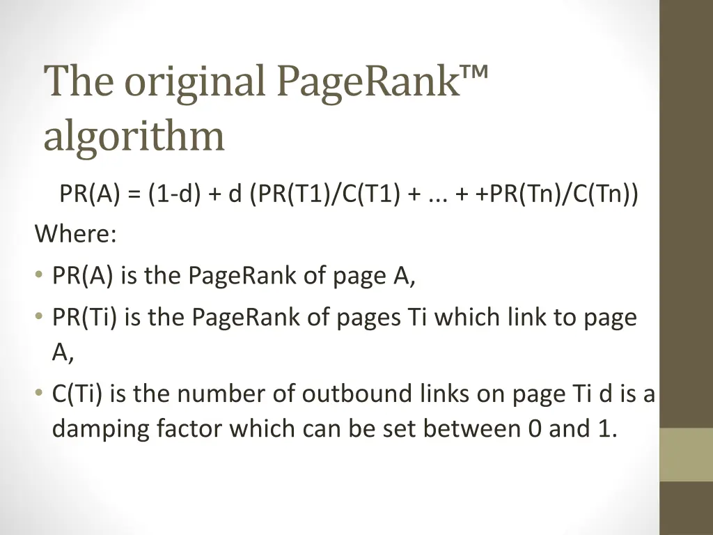 the original pagerank algorithm