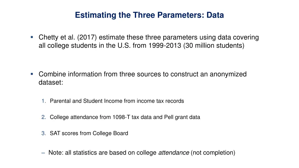 estimating the three parameters data