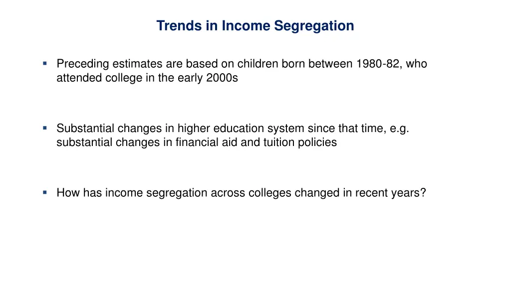 trends in income segregation