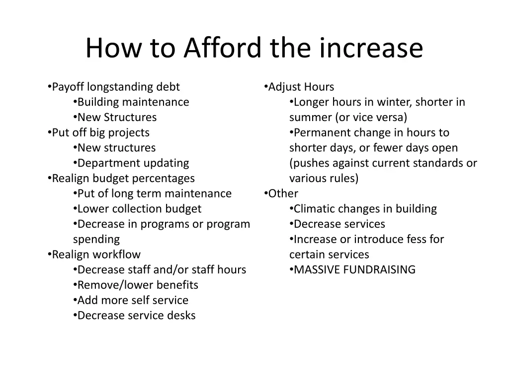 how to afford the increase