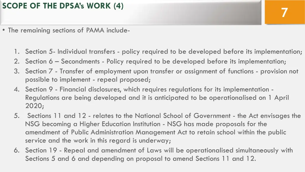 scope of the dpsa s work 4