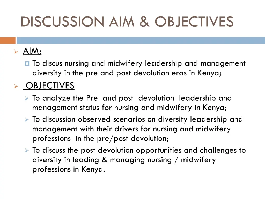 discussion aim objectives