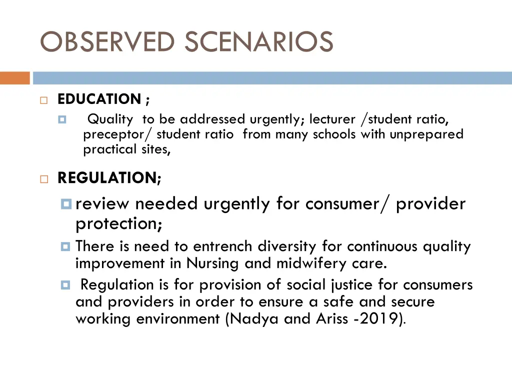 observed scenarios